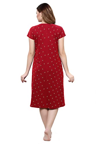 Image of TIGYWIGY Women's Cotton Printed Knee Length Maternity /Feeding /Nursing Nighty