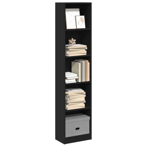 Vetnasa Estantería de Madera de ingeniería Negra 40x24x176 cm Mobiliario, Estanterías, Librerías y estanterías Negro 17,2 KG