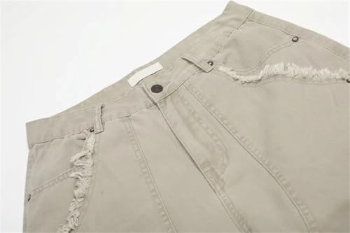 Men's Vintage Washed Blue Cargo Jeans, Retro Streetwear, Loose Fit, Wide Leg Carpenter Trousers4