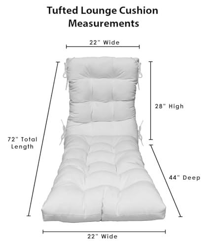 RSH DECOR: Tufted Chaise Lounge Seat Cushion | 72” x 22” | Sunbrella Performance Fabric | Water and Fade-Resistant | Outdoor Chair Cushion for Patio Furniture | Canvas Canvas