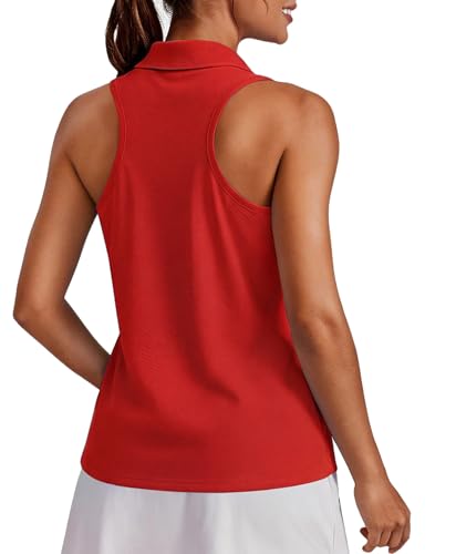 Image of PINSPARK Womens Golf Shirt UPF 50+ Sleeveless Collared Shirts Quick Dry Tennis Polo V-Neck Racerback Athletic Workout Tank