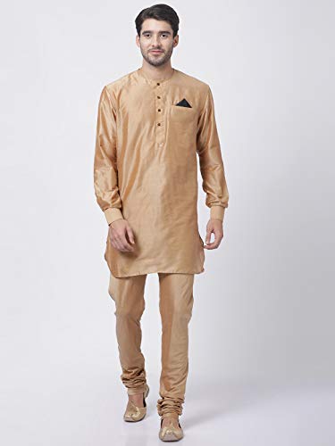 Image of VASTRAMAY Men's Black Cotton Blend Kurta and Pyjama Set