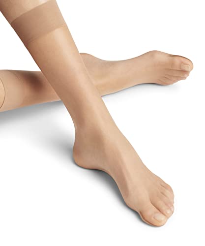Image of FALKE Women's Shelina 12 Denier Anklets, Crew Length, Light Shine, Casual or Dress, Ultra-Sheer Transparent, Nylon, Beige (Sun 4299), 5-7.5, 1 Pair