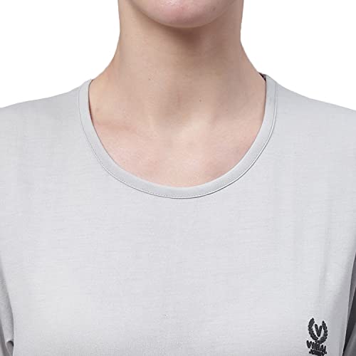 Image of Mack Jonney Women Round Neck Cotton Solid Regular Fit T-Shirt-T Anthraa 001-P