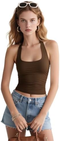 Women Halter Backless Tank Tops Sexy Halter Neck Double Line Cute Y2k Summer Going Out Crop Tops Trendy Camisole Shirts - Image 6