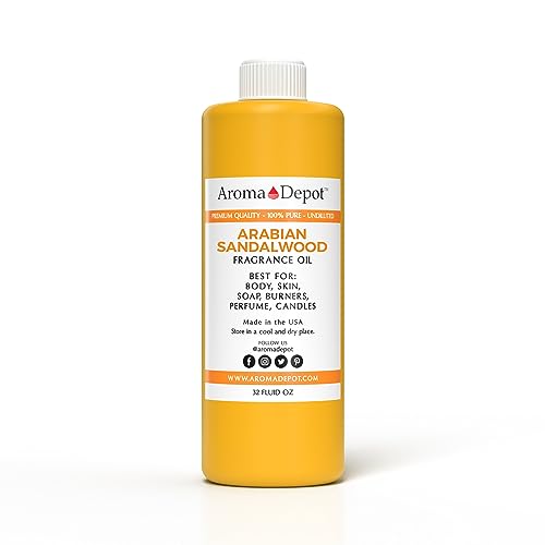 Aroma Depot 32oz. Arabian Sandalwood Fragrance Oil, Pure Uncut - for DIY Lotions, Soapmaking, Incense, Aromatherapy Diffusers