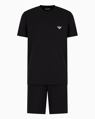 Emporio Armani Men's Mega Logo Soft Cotton Pajama Short and Tee Set