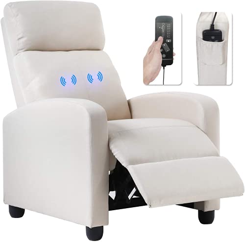 Living Room Chair Home Theater Seating Wingback Recliner Chair with Fabric Padded Cushion Backrest, Home Theater Seating Single Massage Recliner Sofa for Bedroom Reading Resting