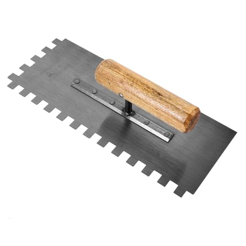 Angoily Llana de Acero Inoxidable para Albañilería con Mango de Madera Herramienta Resistente para Enlucido y Acabado Trabajos de Mortero y Hormigón para Reparaciones Pequeñas y Uso