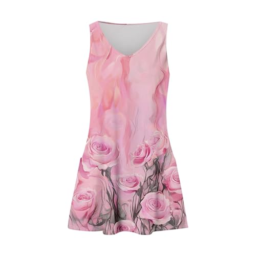 Image of Summer Dresses for Women 2026 Casual V Neck Sleeveless Sundresses Boho Beach Tank Dresses with Pockets