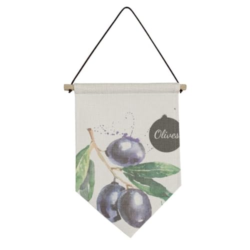 Bannière en toile olives et fruits pour décoration murale suspendue