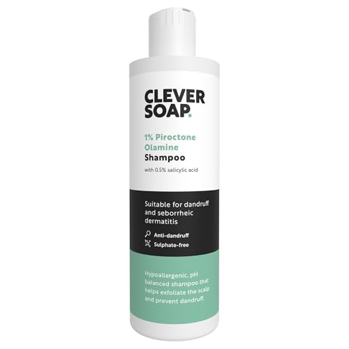 Clever Soap 1% Piroctone Olamine Anti-Dandruff Shampoo With Salicylic Acid – Suitable For Seborrheic Dermatitis, Psoriasis, Folliculitis & Itchy, Flaky, Sensitive Scalp & Hair – For Men & Women