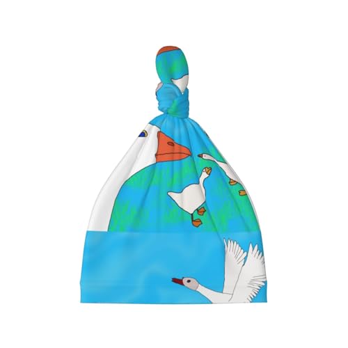 Baby Beanie Happy White Goose Knotted Hat - Soft, Warm, Comfortable, Headwear for Newborns, 0-6 Months