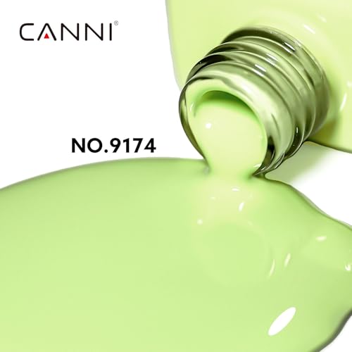 Image of CANNI Lime Green Gel Nail Polish, 1Pcs Light Pastel Green Sage Gel Polish Mint Color Soak Off U V Nail Manicure Salon DIY at Home
