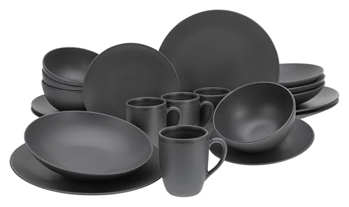 CreaTable, 23146, série SOFT TOUCH BLACK, service de table, service combiné 20 pièces