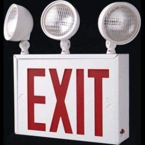 AtLite RCS283LED NY LED Exit Sign Combo Light, 2 Face, 3 Heads, White