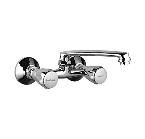 Image of Hindware F200023CP Classik Hot and Cold Sink Mixer with Swivel Spout, Brass with Chrome Finish