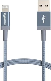 Amazon Basics Nylon USB-A to Lightning Cable Cord, MFi Certified Charger for Apple iPhone 14 13 12 11 X Xs Pro, Pro Max, Plus, iPad, Dark Gray, 6-Ft