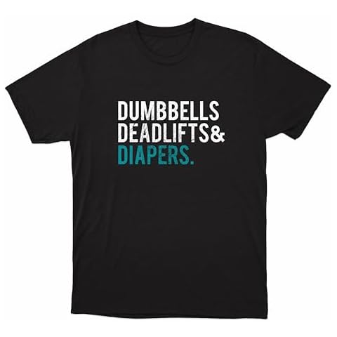 DadBod Apparel DB Original Dumbbells, Deadlifts & Diapers Dad Gift Shirt (Black/X-Large) - New Dad Gift Shirts for Men with Kids or Baby Cover