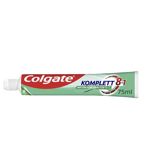 Colgate Komplett 8 in 1 Zahncreme 75ml / Natürliche Kräuter / 8 Vorteile für deine tägliche Mundpflege / Colgate Zahnpasta mit Kariesschutz / Zahnschmelzschutz / Zahnreinigung