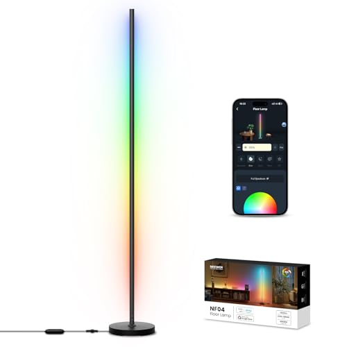 Image of NEEWER NF04 RGB IC W Smart Floor Lamp NEW Version, 1000lm LED Corner Light Compatible with Google Alexa, APP /AI Design /Music Sync /16 Million Color Living Room Bedroom Home Decor Ambient Lighting