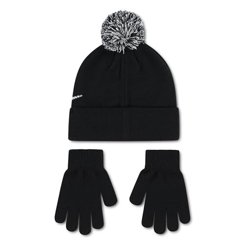 Image of Sportswear Pom Beanie and Glove Set, Black, 8 /20