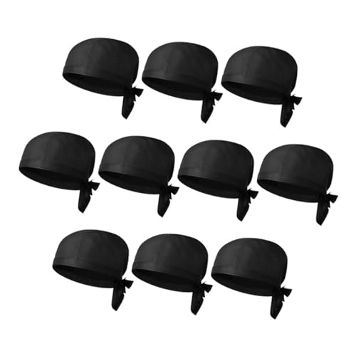 MUCKLILY 10Pcs Unisex Chef Hats for Kitchen and Restaurant Durable Food Service Hats Comfortable Cooking Caps Stylish Design for Men and Women for Catering and Barbecue Black