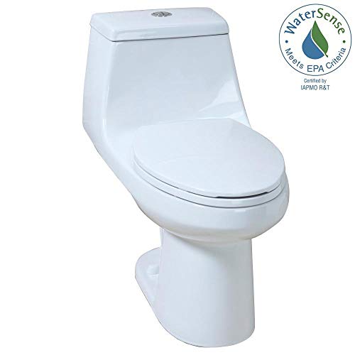1-piece High Efficiency Dual Flush Elongated Toilet in White