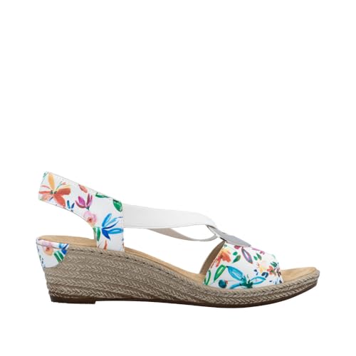 Image of Rieker 624H6 Fanni Women's Wedge Sandals - Lightweight, Comfortable and Supportive - Slip On Sandals with Cushioned Insole and High Wedge for Everyday Stylish Wear