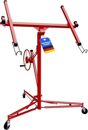 LOPREX® Plattenheber Trockenbau - Plattenlift bis 325cm und 68kg - 1- Mann Plattenlift für Rigipsplatten - für Decken und Wände (Rot)