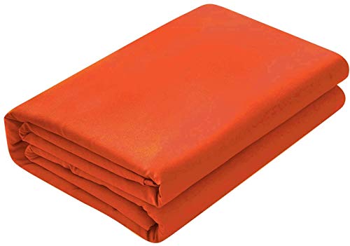 Image of King Size Bed Sheet - 600 Thread Count Single Flat Sheet Only - Long Staple Egyptian Cotton Top Sheet Wrinkle & Fade Resistant - Orange