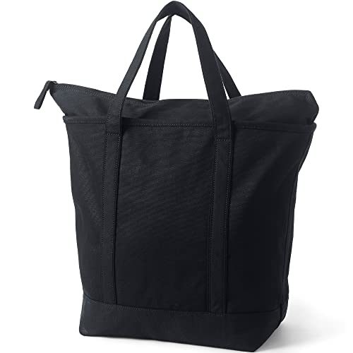 Image of Lands' End Zip Top Long Handle Canvas Tote Bag