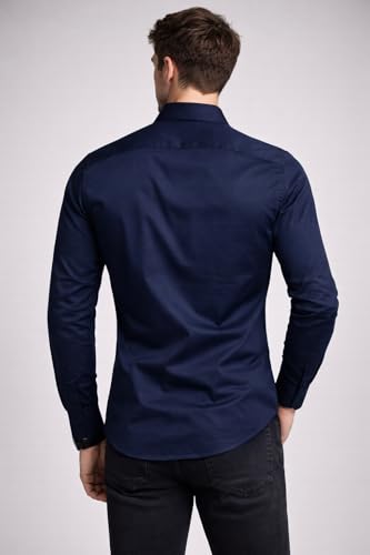 Image of Men's Slim Fit Long Sleeve Button-Down Shirt, Casual Formal Style with Chest Pocket
