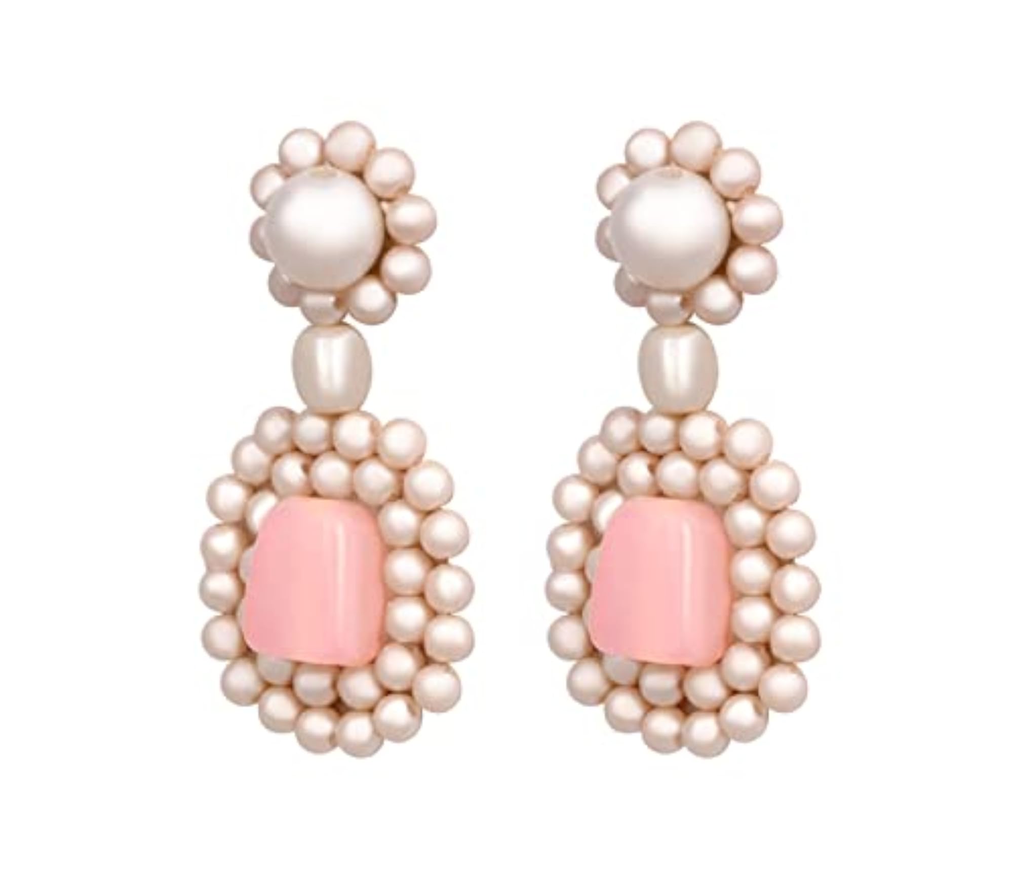 Women's Designer Smart Small Handmade Green Round Pearl Stud Earrings
