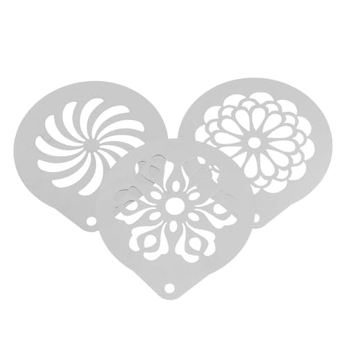 TOYANDONA Pochoirs à Café en Inox 3 Pièces pour Décoration Cappuccino et Latte, Moules Artistiques Réutilisables, Accessoires Barista pour Pâtisserie et Desserts
