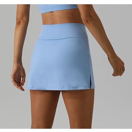 Dressnu Saia calça esportiva cintura alta meia saia antiderrapante fitness, Branco, P