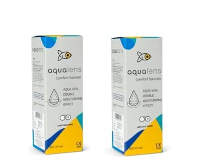 Aqualens Comfort Contact Lens Solution with Lens Cases Free (360 ML (Pack of 2 Bottles))