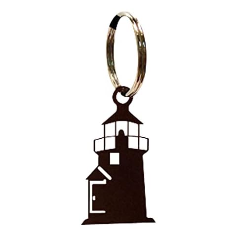 Village Wrought Iron 3.5 Inch Lighthouse Key Chain, Black, H: 3.5 x W x D: 1.25 Cover