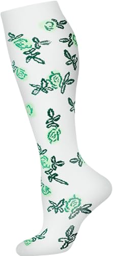 Women's Knee High Compression Socks for Running Work Support Women's Multi-Sport Athletic Compression Socks Colorful Over The Calf Socks,#W402 (3 pair Color 011, 6-10)