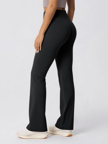 ODODOS Hidden Scrunch Butt Lifting Crossover Flare Leggings for Women - No Front Seam Booty Sculpting Yoga Pants, 32" Inseam, Black, Small — view 3