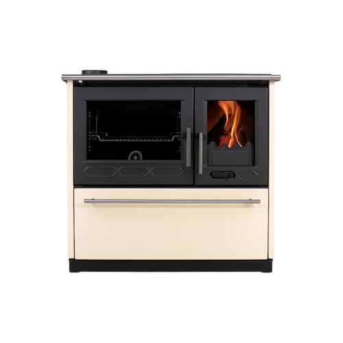 EIDER BIOMASA Cocina de Leña con Horno IRON TRADICIONAL – Cocina de Leña para Cocinar y Calentar – 9,56 kW – Horno y Encimera – Hasta 200 m³ – Rendimiento 83,7% – Hierro Fundido