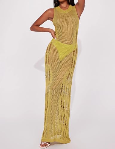 Bsubseach Bathing Suit Cover Up for Women Sexy Hollow Out Crochet Cover Up Sheer Dress Swimsuit Cover Up2