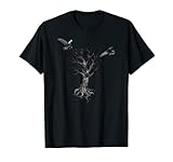 Die Weltenesche, Tree of Life oder auch Yggdrasil und Irminsul genannt. Über seiner Krone fliegen Odins Raben, Hugin und Munin. Für alle Fans von Asgard Runen Edda Walhalla Wikinger Scandinavien Germanen Odin Thor nordischer Mythologie und Viking-Symbolen.