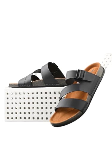 Men 7011887001 Platform Sole Double Band Buckle Detail Sandals 42 Black