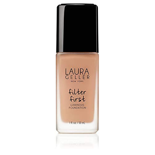 LAURA GELLER NEW YORK Filter First Luminous Liquid Makeup Foundation, Lightweight, Medium to Full Coverage, Non-Settling Formula, Golden Medium