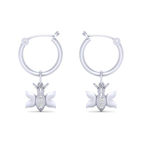 Créoles papillon en argent 925 et diamant de laboratoire éclatant