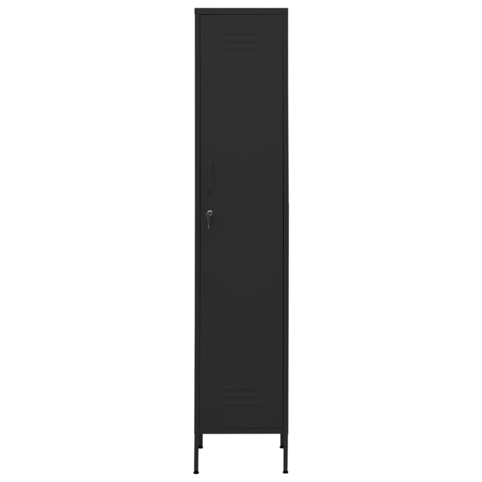 Gecheer Schließfachschrank Umkleideschrank Metallspind Metallschrank Aktenschrank Lagerschrank Spind Schrank mit 4 Einlegeböden Stahl Schwarz 35x46x180 cm