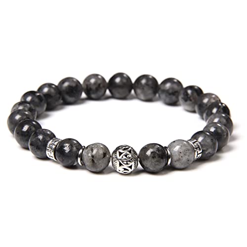 Bracelet agate et labradorite 8mm idée cadeau bijoux perles pour elle et lui