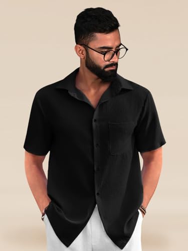 Image of Tee Projekt Solid Shirt for Men's ||Pop corn Shirt|| Solid Shirt for Men's|| Casual Shirt for Men||Half Sleeve Spread Collar Shirt for Men