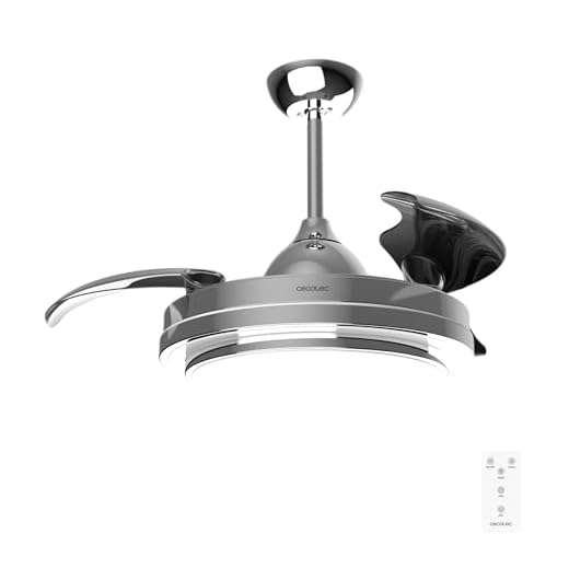 Cecotec Ventilador de Techo con Luz LED Energysilence Aero 4300 Invisible Double Metal. 35W, 6 Velocidades, Aspas Retráctiles, Doble Luz, Mando Distancia, Temporizador, Luz Regulable, Diseño Elegante